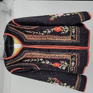 Floryday Black Embroidered Jacket, Size XXL